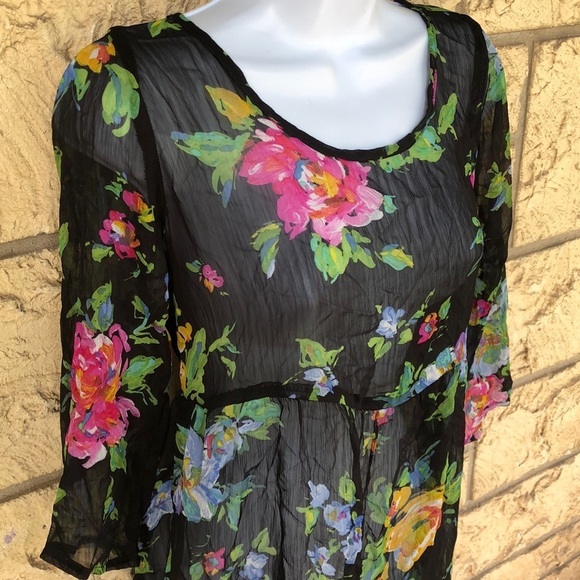 About a girl sheer Floral cover Top Swim Top beach - Picture 4 of 7